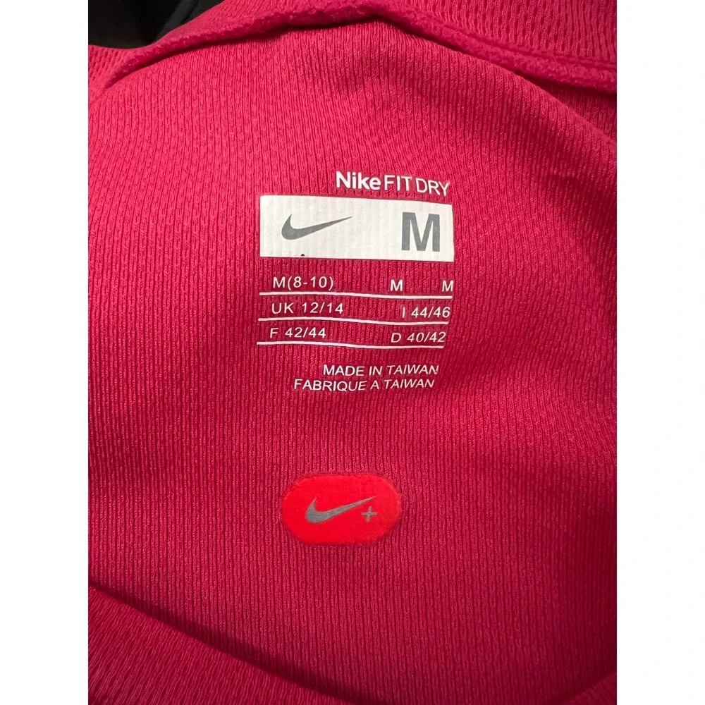 Nike Fit Dry Womens‎ Medium Pink Short Sleeve Running Training Shirt Grey Mesh